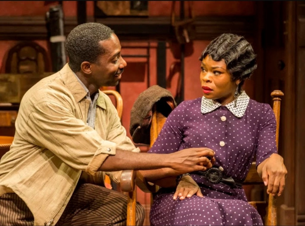 Dennis Pearson and Nija Okoro in BLUES FOR AN ALABAMA SKY. Directed by Phylicia Rashad