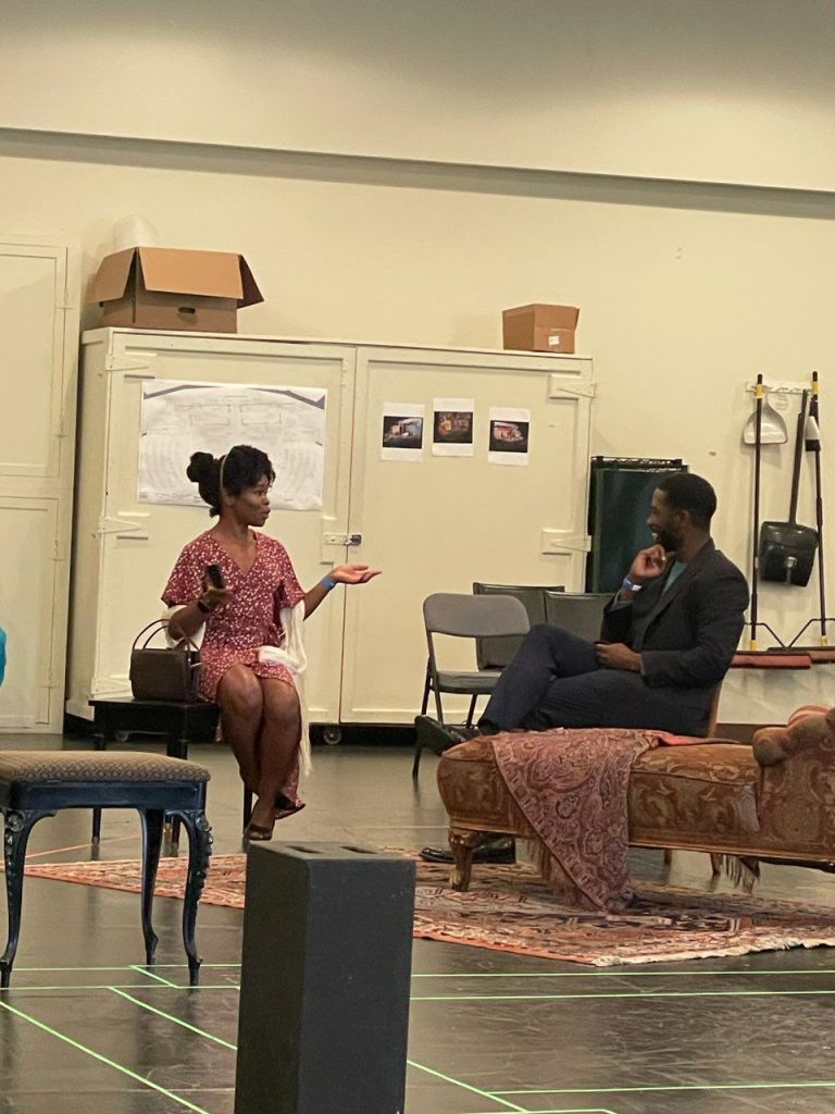 Dennis Pearson and Nija Okoro in rehearsal for Blues For an Alabama Sky. Also starring Joe Holt, Kim Steele and Greg Alveraz Reid. Directed by Phylica Rashad