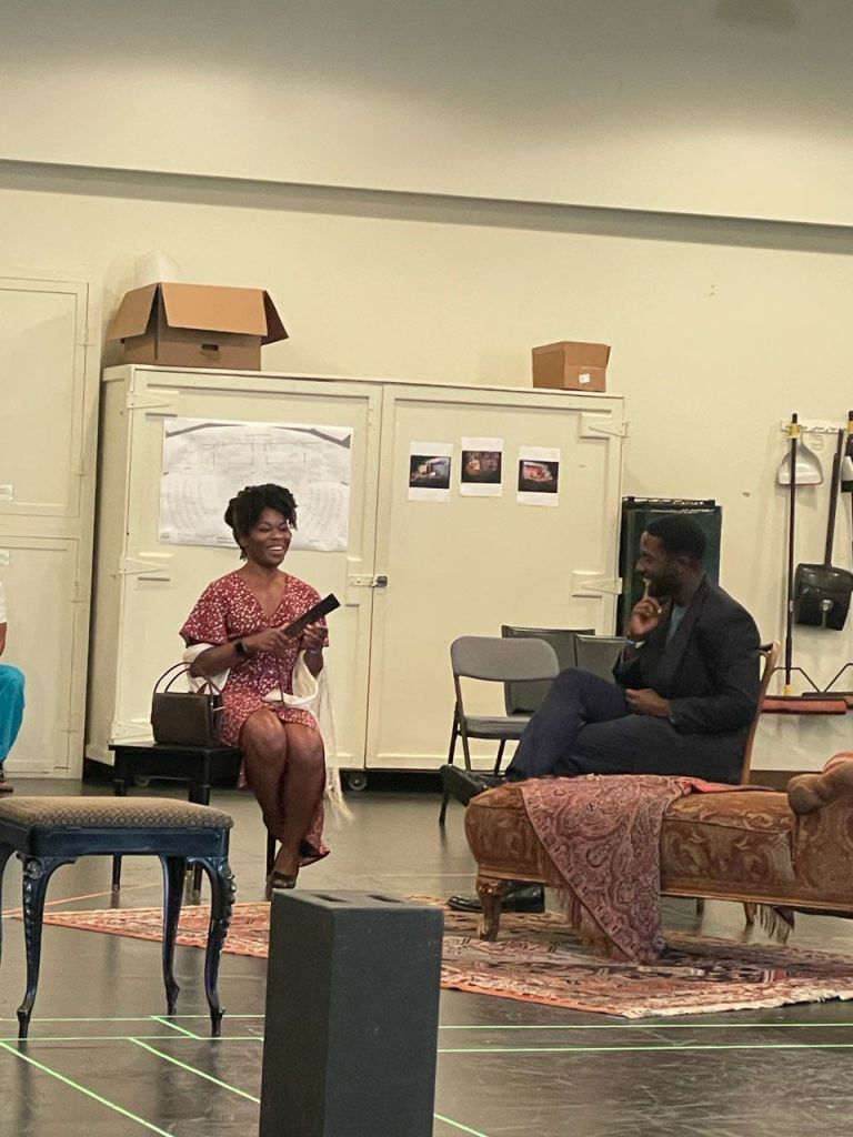 Dennis Pearson and Nija Okoro in rehearsal for Blues For an Alabama Sky. Also starring Joe Holt, Kim Steele and Greg Alveraz Reid. Directed by Phylica Rashad